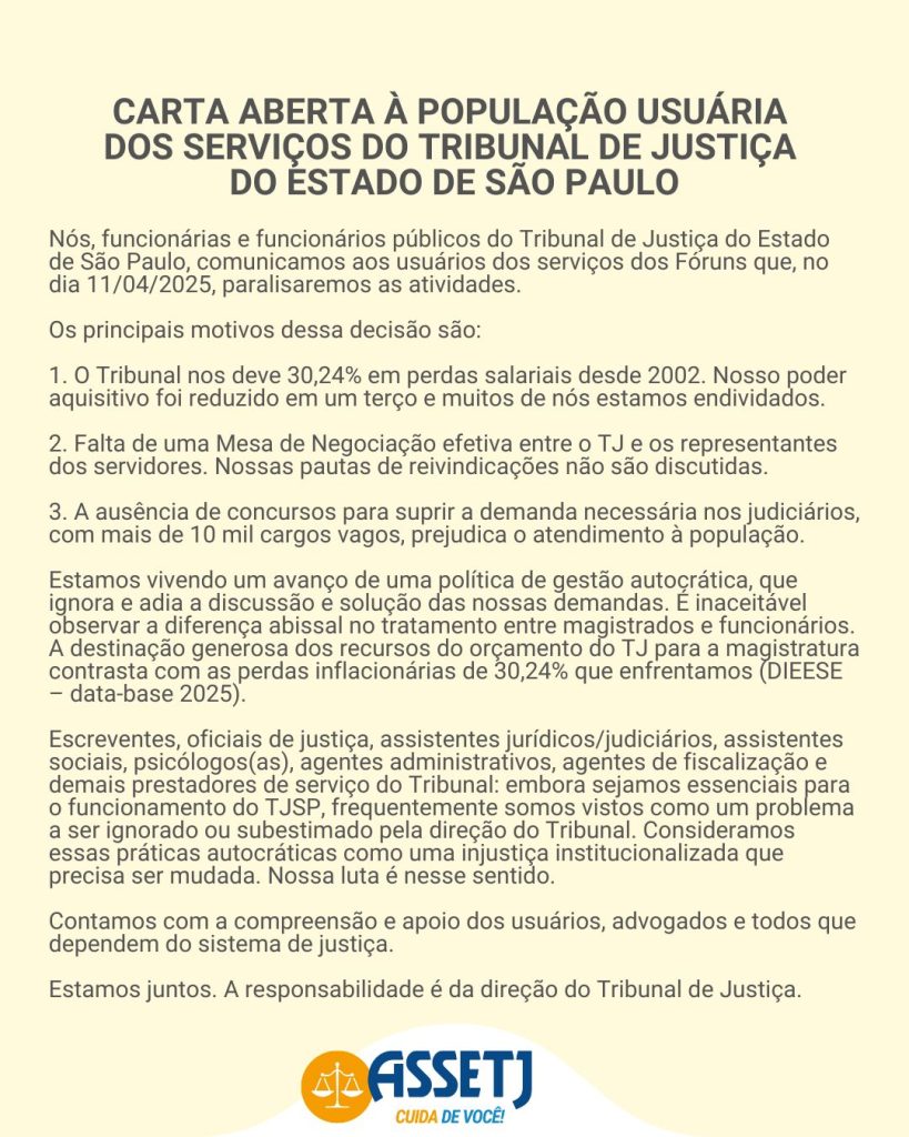 Imagem da Carta Aberta à População